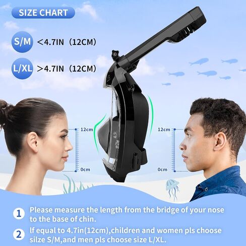 Full Face Snorkel Mask, Snorkeling Gear for Adults with Dry Top Breathing System and Detachable Camera Mount, Foldable Snorkel Mask Adult, Anti-Fog & Anti-Leak in Saudi Arabia