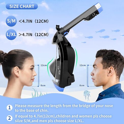 Full Face Snorkel Mask, Snorkeling Gear for Adults with Dry Top Breathing System and Detachable Camera Mount, Foldable Snorkel Mask Adult, Anti-Fog & Anti-Leak in Saudi Arabia