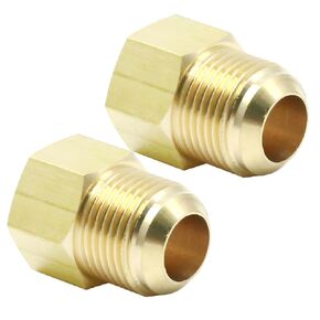 2 Pcs 5/8 SAE Male 1/2 SAE Female Brass Flare Tube Fitting, Pipe Fitting Reducer Gas Adapter Hex Coupling with Tape, Plumbing HVAC Fuel Oil Air Natural Gas Line Pipe Fitting