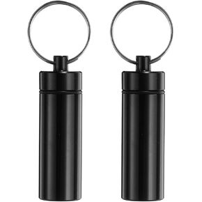 uxcell 2 Pcs Metal Toothpick Holder, Reusable Toothpick Case Waterproof Toothpick Container with Keychain for Outdoor Picnic Camping Traveling, Red