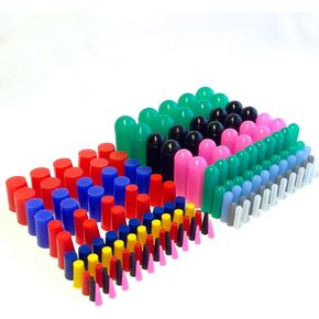 High Temp Masking Supply 160 Piece Silicone Rubber Plug and Cap Set - 1/16" to 3/4" Range - for Powder Coating, Painting, Ceramic Coating, Sealing Holes - Non-Toxic, Flexible, Reusable
