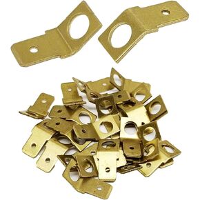25 Pcs Quick Disconnect Connectors 1/4" Male Tab Non Insulated Solderless Disconnect Adapters, 10 Stud Brass Copper Wire Connectors Ring Crimp Electrical Supply Male Spade Connector