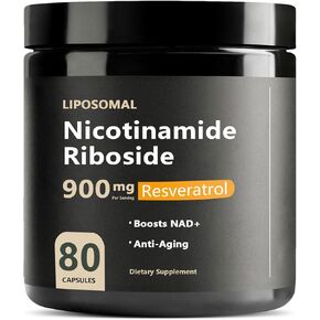 NAD Supplement - NAD Nicotinamide Riboside 900 mg, Resveratrol, Quercetin - NAD Supplement for Anti-Aging, Energy, Focus - 80 Capsules