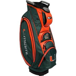 Team Golf NCAA Miami Hurricanes Victory Golf Cart Bag, 10-way Top with Integrated Dual Handle & External Putter Well, Cooler Pocket, Padded Strap, Umbrella Holder & Removable Rain Hood