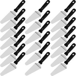 20 Pack Wood Handle Pizza Pie Server Stainless Steel Cake Server, Cake Holder Transfer Triangular Spade Spatula Shovel for Pizza Cake Biscuit Baking