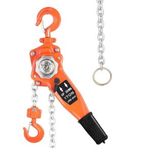 Lever Chain Hoist, 1 Ton 2205LBS Capacity 10FT Lift,Manual Ratchet Chain Puller Hoist with 2 Hooks for Building Garages Warehouse Automotive Machinery