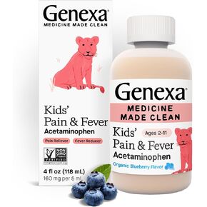 Genexa Kids' Cough Combo, Honey Cough Syrup & Pain Relief Bundle | Cough Care for Kids | Fever Reducer & Pain Reliever | Free from Dyes, Parabens, and Artificial Flavors | 4fl oz