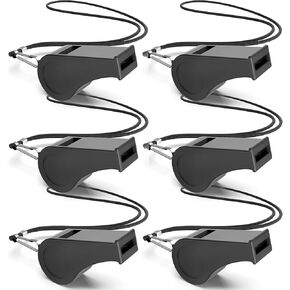 FlyCoco Black Sport Coach Whistle 6PCS Extra Loud Competition Warning Whistle with Lanyard Ideal for Teachers Police Officials Sports Training Athletes Lifeguards Referees and Emergency Situations