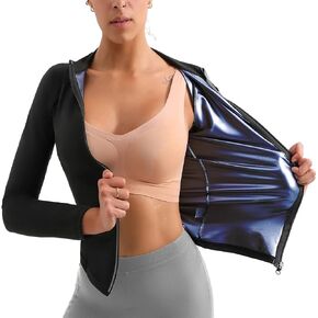 Sauna Suit for Women Sweat Jacket Sweat Slimming Body Shper suits Long Sleeve Zipper Shirt Workout Tops