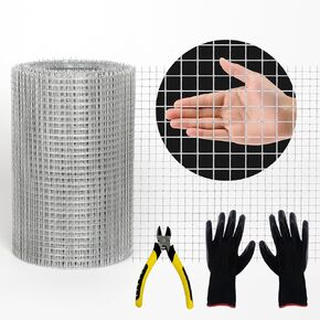 Hardware Cloth 1/4 inch Chicken Wire Fence Galvanized Wire Mesh Roll 23 Gauge Raised Garden Bed Plant Supports Poultry Netting Cage Snake Fence (16inch×10ft)