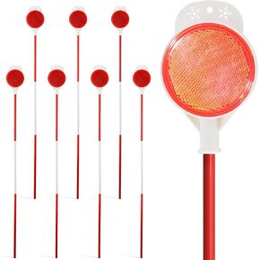Driveway Markers 48 Inch, Double Sided Reflective Marker, 8 PCS Metal Reflectors on Poles Stakes Heavy Duty, Snow Plowing Markers for Dark Road Safety, High Visible, Weather-Proof