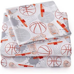1500 Supreme Kids Bed Sheet Collection - Fun Colorful and Comfortable Boys and Girls Toddler Sheet Sets - Deep Pocket Wrinkle Free Soft and Cozy Bedding - Twin XL, Basketball