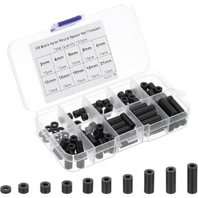 PATIKIL M3 Nylon Spacer, 100Pcs Round Spacer Standoff Non-Threaded Assortment Electrical Outlet Spacers for PCB Motherboard, Circuit Board, Switch and Receptacle, Black
