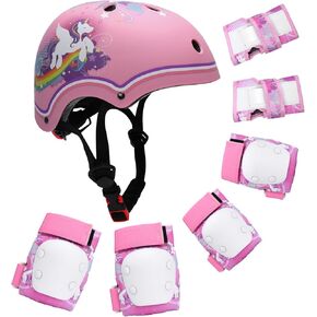 Adjustable Toddler Helmet, Kids Bike Helmets with Kid Knee Pads and Elbow Pads Set for Boys Girls 3-5/4-6/5-8 Years, Protective Gear Set for Bicycling/Skateboarding/Rollerblading/Scootering