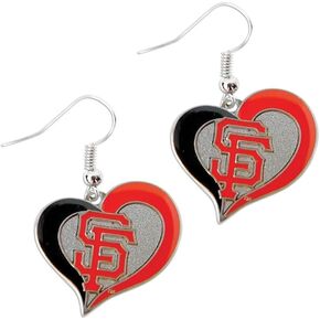 Aminco MLB San Francisco Giants Swirl Heart Sports Team Logo Dangle Earring