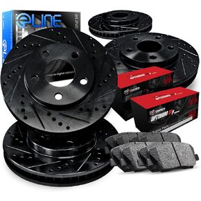 R1 Concepts Front Rear Brakes and Rotors Kit |Front Rear Brake Pads| Brake Rotors and Pads| Optimum OEp Brake Pads and Rotors |fits 2018-2020 Subaru WRX STI