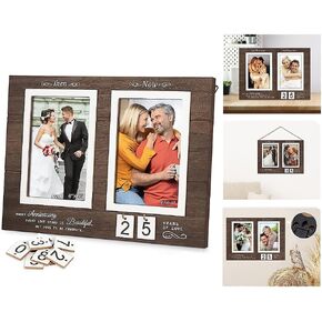 Anniversary Picture Frame - Perfect for Weddings, Engagements, and Bridal Showers - Sentimental Gift for Couples, Celebrates 1-99 Years of Love, Holds Two 4x6 Photos (White)