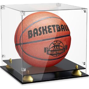 Leffis Basketball Display Case, Acrylic Basketball Case Display Case with Double Layer Base, Memorabilia Display Cases for Autographed Basketballs, Car Models, Dolls (Assembly Required)