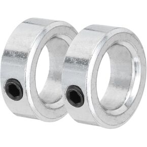 MECCANIXITY Shaft Collar 0.6 Inch Bore Zinc Plated Carbon Steel Set Screw Style Clamping Collars Silver 2 Pcs