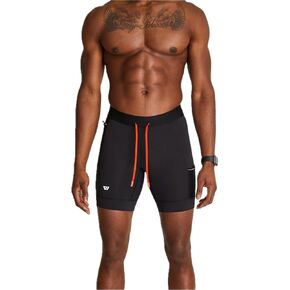 WOLACO Sprint Half Tight Compression Shorts with Phone Pocket for Men