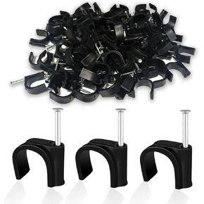 100 Pcs Pex Clamps, 1/2 Inch Pex Hangers Black Pex Fittings Half Clamps, J-Hook Pex Nail on Clamps for 1/2" OD Tubing Pipe, Pipe Support, Fixing Wire (16mm)