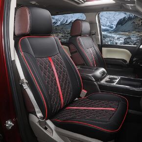Seat Covers Custom Fit for Chevy Silverado GMC Sierra 2014-2018 1500 and 2015-2019 2500HD 3500HD Double Crew Cab Fully Covered Seat Covers Protector Waterproof Accessories Faux Leather