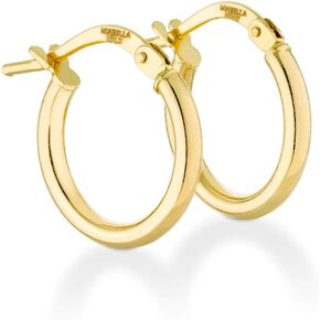Miabella 18K Gold Over Sterling Silver 2mm High Polished Round Tube Hoop Lightweight Earrings for Women Made in Italy