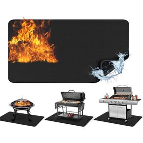 Large 60 x 40 inches Under Grill Mat for Outdoor Grill Deck Protector, Double-Sided Fireproof Grill Pad, Oil Proof Waterproof Under Grill Floor Mats (60 * 40Inch, Square)