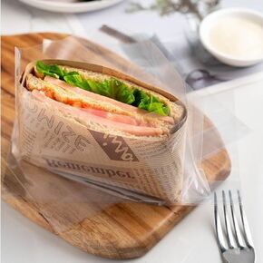 50 sets sandwich packaging paper with OPP bags, used for food, sandwich wrapping, baking paper, burger wrapping paper, and food lining paper (newspaper)