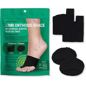 Metatarsal Pads for Women Reusable - Bunion Pads to Wear with Shoes - Foot Brace Ball of Foot Cushions for Women - Metatarsal Foot Pads for Balls of Feet - Metatarsal Sleeves with Gel Pads, Beige