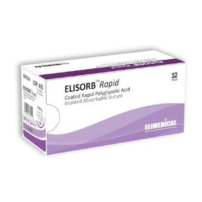 ELISORB Rapid Suture with Precision Reverse Cut Needle, 12 Pack. Sutures for Surgical Wound Training Students, Practice and Educational Use. Multifil Rapid Absorbable PGA 4/0 VQ UN, 18", P3, 494PGA+