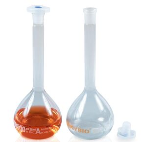 500ML Volumetric Flask Set|ASTM Class A 3.3 Borosilicate Glass|Polypropylene Stopper|White Graduation|for Analytical Chemistry Work|2PCS