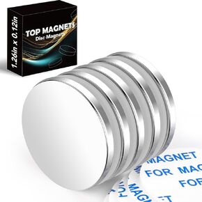 Kitchen Essentials,Super Strong Neodymium Magnet,Cocina Accesorios,Powerful Disc Magnets with Double-Sided Adhesive for Fridge,Craft,DIY,and Office Magnets,1.26Inch X 0.12Inch - 5Pcs