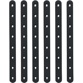 Sayayo Straight Bracket for Braces, 12 x 1 Inch (300x25mm) Mending Plate Flat Brackets for Wood Furniture Repair Fixing Joint, Stainless Steel Matte Black, 6 Pcs