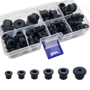 100PCS T-Type Rubber Grommet kit 6 Size Silicone Grommets for Wiring Automotive Rubber Firewall Hole Plug Cable Wire Protection,Drain Holes in Irrigation Systems etc(3/16" 1/4" 5/16" 3/8" 1/2" 5/8")