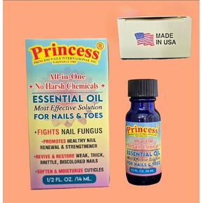 زيت الأميرة العطري يحارب فطريات الأظافر/ 100% مصنوع في الولايات المتحدة الأمريكية/ مكونات طبيعية عضوية/ يعزز تجديد الأظافر بشكل صحي وتقويتها/ يستعيد الأظافر الضعيفة والمتغيرة اللون/ يرطب البشرة 1/2 أونصة سائلة 14 مل