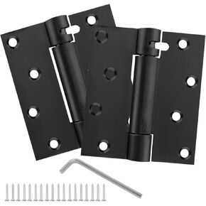 4" Black Self-Close Door Hinges, Stainless Steel Heavy Duty Spring Hinges, 5" Stainless Steel Mortise and Tenon Spring Hinges with Mounting Screwdriver Hardware (2-Pack)