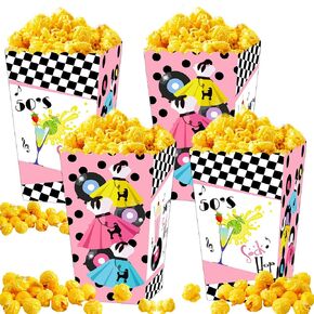 JeVenis 50s Sock Hop Party Popcorn Boxes 50s Theme Party Decorations 1950s Decorations 1950s Rock N Roll Party Boxes