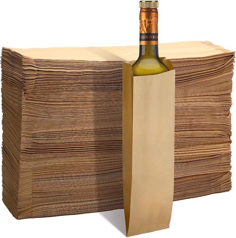 500 Count Kraft Wine Bags Bulk 4.25 x 2.5 x 16 Inches Brown Paper Bags Bread Liquor Bags Disposable Lunch Bags for Bottles Freshly Baked Goods in Saudi Arabia