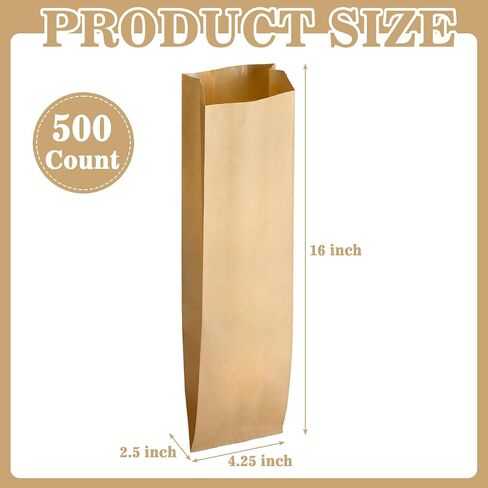 500 Count Kraft Wine Bags Bulk 4.25 x 2.5 x 16 Inches Brown Paper Bags Bread Liquor Bags Disposable Lunch Bags for Bottles Freshly Baked Goods in Saudi Arabia