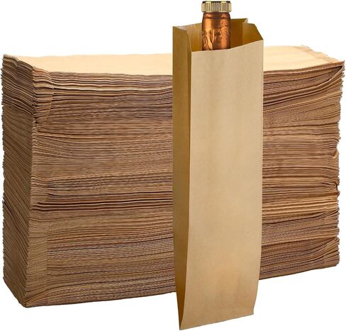 500 Count Kraft Wine Bags Bulk 4.25 x 2.5 x 16 Inches Brown Paper Bags Bread Liquor Bags Disposable Lunch Bags for Bottles Freshly Baked Goods in Saudi Arabia