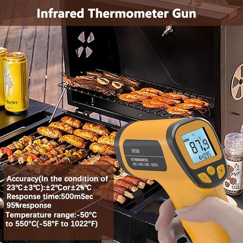 Infrared Thermometer Gun DT550-58°F ~1022°F, Digital Laser Thermometer Gun for Food,Pizza Oven,BBQ,Grill & Engine.Handheld Non Contact Ir Thermometer Gun (Not for Human) in Saudi Arabia