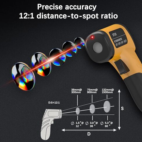Infrared Thermometer Gun DT550-58°F ~1022°F, Digital Laser Thermometer Gun for Food,Pizza Oven,BBQ,Grill & Engine.Handheld Non Contact Ir Thermometer Gun (Not for Human) in Saudi Arabia