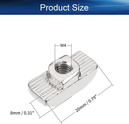 Yinpecly M8 Sliding T Slot Nuts Hammer Head Fastener Nut M8 نصف لفة مستديرة في T-Nut لسلسلة 40 × 40 صناعة البناء من الألومنيوم، حزمة من 30 in Kuwait