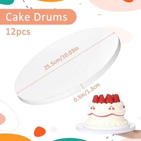 12Pcs 12 Inch Cake Drums, Round Cake Drum 12 Inch Cake Boards 12 Inch 1/2" Thick Sturdy Corrugated Cake Base for Multi-Layer Heavy, Tiered Cakes Display in Saudi Arabia