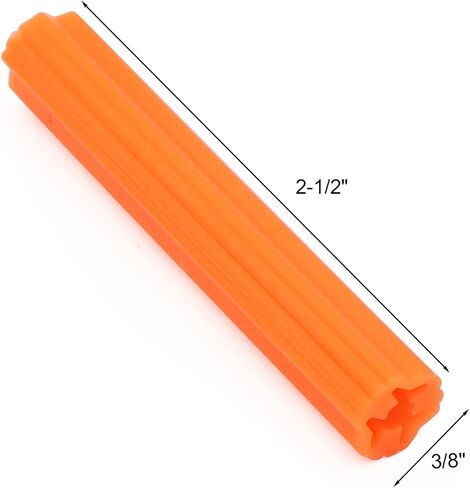 3/8"x2-1/2" Expanding Plastic Concrete Anchors Screws, Plastic Anchors for Concrete Tile Cement Bolt Fix to Drywall Wall or Other Surface Expansion Pipe.(Orange) in Saudi Arabia