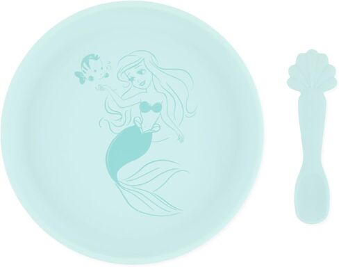 Bumkins Disney Baby and Toddler Plate and Spoon Set, Silicone Dish for Babies and Kids, Baby Led Weaning, Children Feeding Supplies, Microwave Safe, Platinum Silicone, Ages 6 Months, Winnie the Pooh in Saudi Arabia