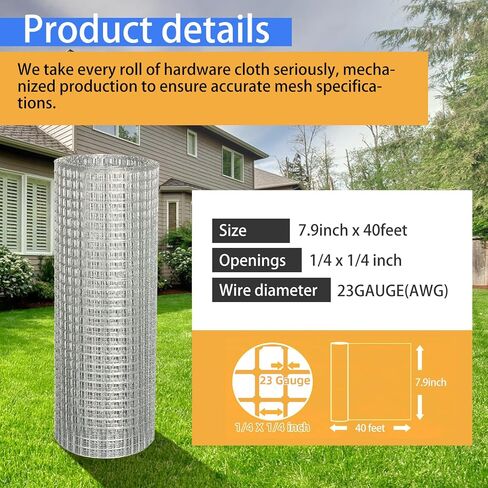 Hardware Cloth 1/4 inch Chicken Wire Fence Galvanized Wire Mesh Roll 23 Gauge Raised Garden Bed Plant Supports Poultry Netting Cage Snake Fence (16inch×10ft) in Saudi Arabia