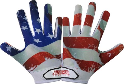 Exotic Sports Youth Football Gloves with American Flag American Reciever Football Gloves for Adult Men Women and Boys with Super Sticky Silicone Grip Palms Ultimate Performance Booster in Saudi Arabia