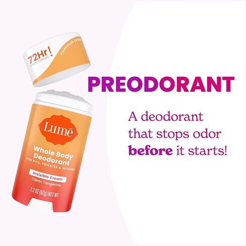 Lume Whole Body Deodorant - Invisible Cream Stick - 72 Hour Odor Control - Aluminum Free, Baking Soda Free, Skin Safe - 2.2 Ounce (Pack of 2) (Minted Cucumber) in Saudi Arabia